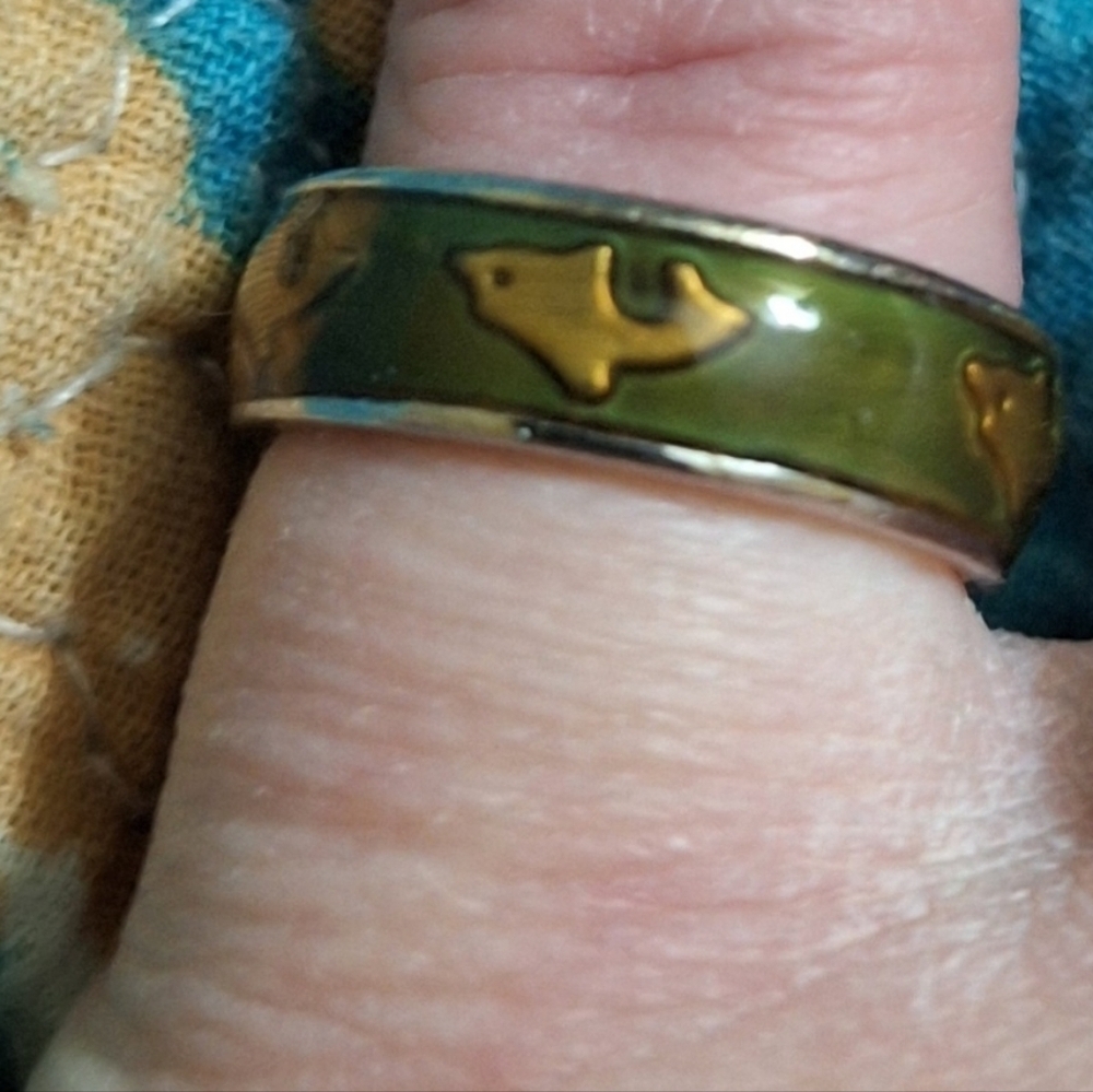 Vintage 90s Dancing Dolphins Mood Ring Size 4